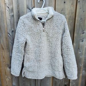 Shearling quarter zip with pockets